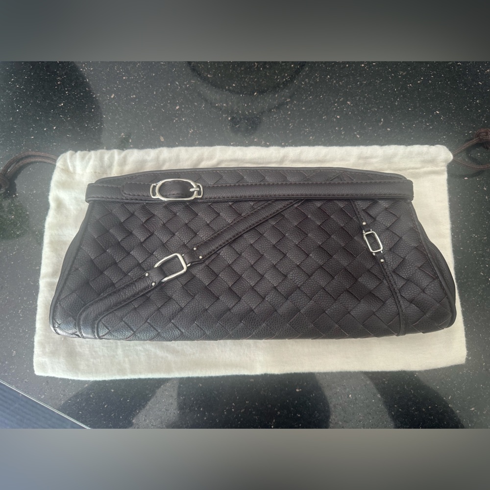NWOT leather Woven Clutch Cole Haan